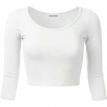 - playera de manga 3/4 para mujer, cuello redondo, algodn, corte ajustado S - 1XL - G + Stt009_blanco - Ver 1