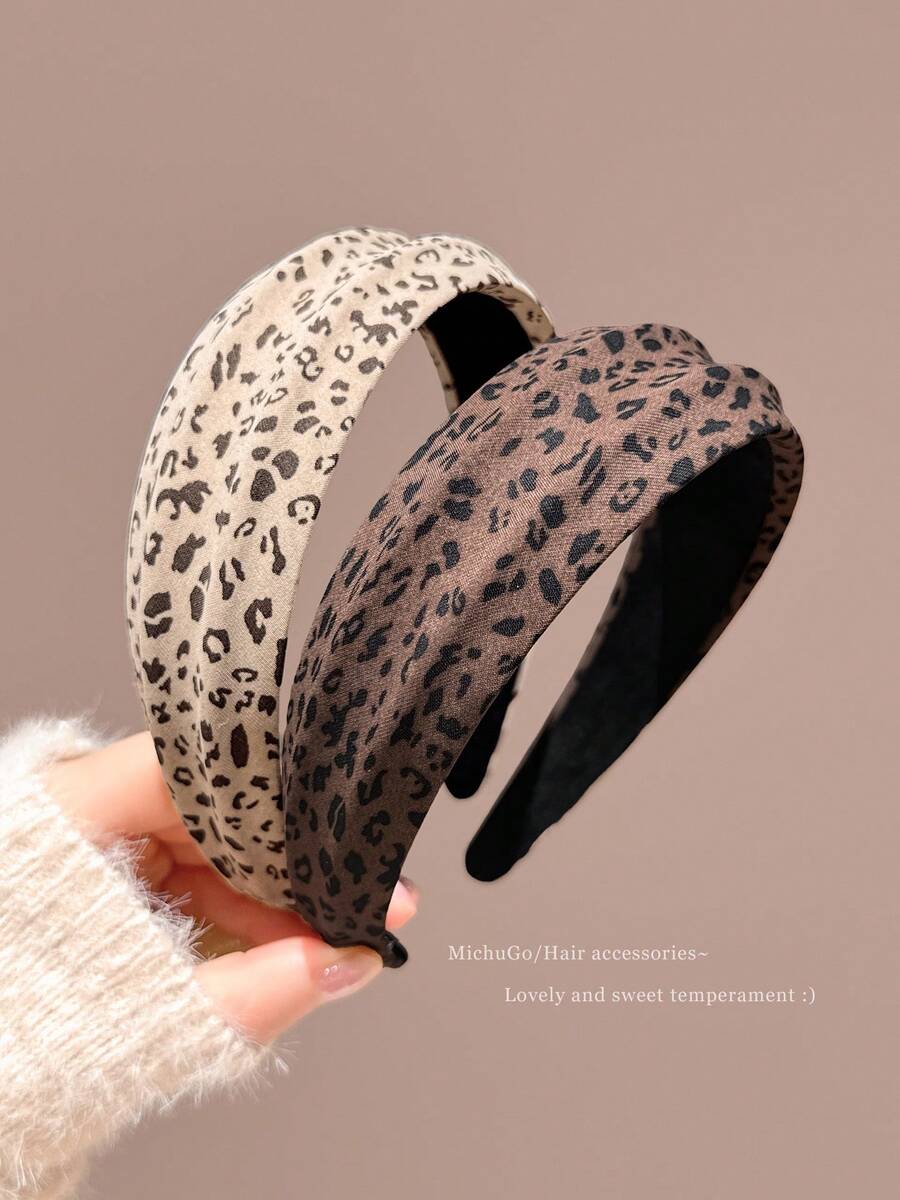 2条/1条复古豹纹宽发箍，百搭显脸型美发饰品