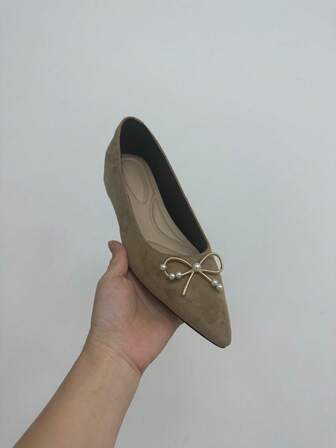 Plus Size Women's Shoes, Office Party Style, Gorgeous Bow Decor, 4cm Hidden Heel, Durable & Comfortable For Daily Commute