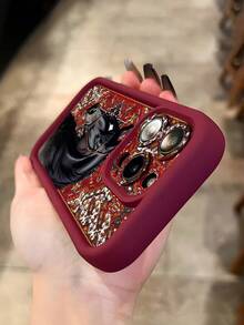 1个独特红色布面额头黑白马图案防震防滑软TPU手机壳，兼容三星/苹果17/17 AIR/17PRO/17PROMAX 16/16PLUS/16PRO/16PROMAX - 彩色 - 查看 2