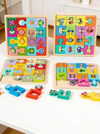 16Pcs Wooden Shape Matching Puzzle For Toddlers 3-6 Years Old, Montessori Educational Toys For Kids Preschool Learning, Animal/Vehicle/Fruit/Number Theme Pegged Jigsaw, Fine Motor Skills Developmental Toy, Cognitive Learning Games For Boys Girls, Smooth Edge Preschool Sensory Toys, Brain Training Travel Toys For Children, Early Educational STEM Toys For Toddlers, Shape Color Recognition Toys, Birthday Christmas Gift For Kids