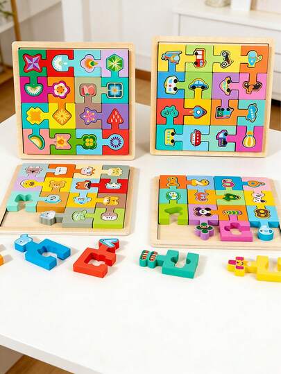 16Pcs Wooden Shape Matching Puzzle For Toddlers 3-6 Years Old, Montessori Educational Toys For Kids Preschool Learning, Animal/Vehicle/Fruit/Number Theme Pegged Jigsaw, Fine Motor Skills Developmental Toy, Cognitive Learning Games For Boys Girls, Smooth Edge Preschool Sensory Toys, Brain Training Travel Toys For Children, Early Educational STEM Toys For Toddlers, Shape Color Recognition Toys, Birthday Christmas Gift For Kids