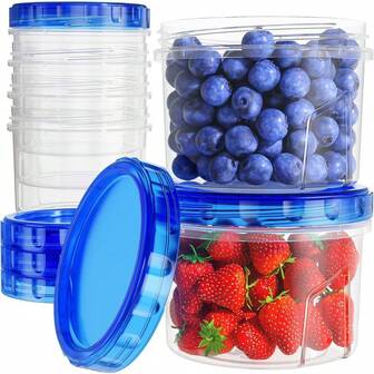 3/6pcs Set Reusable Plastic Food Storage Containers With Lids, 16oz Round Food Containers, Leak-Proof, Suitable For Fridge And Microwave, Salad Dressing Containers