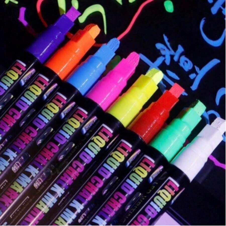 Colorful Liquid Chalk, Suitable For Blackboards, Calendars, Glass, Neon Pens, Washable Window Marking Paint, And Painting Purposes. School Supplies For Back-To-School Season, Winter Items, Thanksgiving, Christmas, Saudi National Day, Birthdays, Holidays, Gifts For Boyfriends/Girlfriends, And Adults.