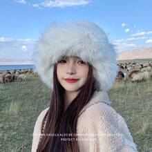 2025 Winter New Women's Hat, Face Slimming, Fleece Lined, Thickened, Warm, Ear Protection, Large Head Circumference, Fluffy Fisherman Hat - Mongolian Felt Hat [pink] - View 5