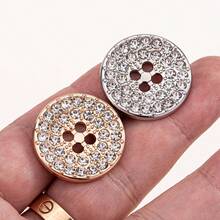 6 buah Kancing Kristal Empat Mata Desain Elegan dan Mewah, Cocok untuk Mantel Premium Wanita, Jaket Wol, Jas, Sweater, Kancing Logam, dan Kancing Dekoratif Pakaian. - Emas - View 4