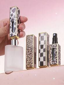 1-Pc Leopard Print Premium Refillable Perfume Bottle, Refillable Bottom Atomizing Bottle, Travel Essential, Easy To Carry In Your Bag, Empty Perfume Bottle, Portable Travel Perfume Bottle, Exquisite Small Bottle, Fine Spray, Perfume And Cosmetics Decanting Organizer, Storage Container, Portable Storage For Women's Cosmetics, Party Gift, Women's Gift, Personalized Gift, Fun Gift, Valentine's Day Gift, Cosmetics Storage, Back-To-School Essential. - Multicolor - View 2