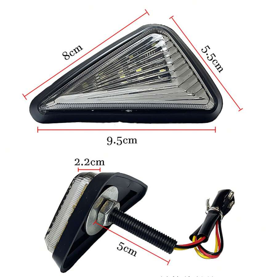 1 Par de luces intermitentes LED para motocicleta de forma triangular, 12V, universales, luz indicadora de 10 mm, luces de marcha en rojo y amarillo - luz roja y amarilla - Ver 1