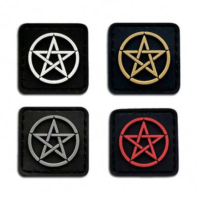 1pc Star Pattern PVC Glow-In-The-Dark Patch Badge Sticker, With Hook Backing, Suitable For Bags, Backpacks, Vests And Clothing Decoration Embroidery Applique Soft Rubber