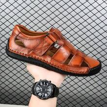 Men's  Closed Toe Fisherman Sandals Summer Hook Loop Hollowing Out Breathable Light Platform Casual Beach Sandals For Outdoor Walking Wading - Brown - View 2