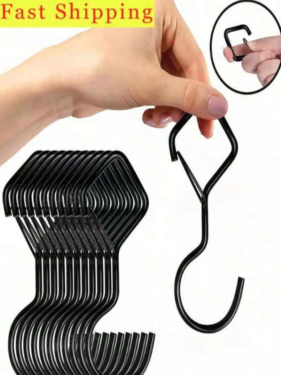 Bộ 20/10/5/1 móc treo quần áo hình chữ S bằng thép không gỉ - Không cần khoan, dễ dàng gắn lên tường để treo quần áo, mũ và túi xách, thiết kế hiện đại, bề mặt được đánh bóng, giải pháp treo phụ kiện | Móc treo tường hiện đại | Giá treo quần áo bền chắc - Nhiều màu - Xem 1