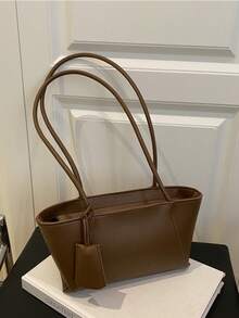 Die modische neue unifarbene Umhängetasche mit hängendem Dekor-Design ist eine weiche, klassische, vielseitige und elegant-modische Damenhandtasche, geeignet für Einkaufen, Geldbörsen, Shoppen, junge Frauen, Studentinnen, Berufsanfängerinnen und Büroarbeiterinnen. Sie eignen sich sehr gut für Büros, Universitäten, Arbeit, Geschäft, Pendeln, Outdoor-Aktivitäten, Reisen und Ausflüge. - Kaffeebraun - Übersicht 11