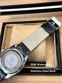 Pablo Raez 1pc Men's Watch Original Authentic Famous Brand New Luxury Wristwatch Men's Silver Non-Fading Exquisite Stainless Steel Fashion Clock Minimalist Business Men's Watch 50m Waterproof Calendar Date Display Premium Men's Fashion AAA Grade Quartz Watch Real Steel Scale Black PU Leather Soft Strap Chain High-End Daily Wear Teacher Gift Father Or Boyfriend Gift Graduation Wedding Birthday Gift - one-size - View 10