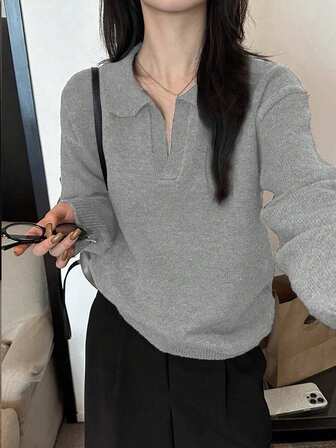 2025 春季女士休闲柔软圆领套头毛衣上衣