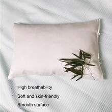 1pc 100% Bamboo Fiber Pillowcase, White, Suitable For Home Bedroom Use