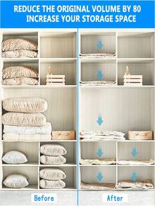 10/9/1件真空密封收纳袋，压缩袋，加厚真空压缩收纳袋，真空衣物收纳袋，真空压缩袋，节省空间袋，可重复使用，防水，节省空间，防潮，防蛀，防霉，防尘，旅行收纳带泵（部分款式） - 彩色 - 查看 8