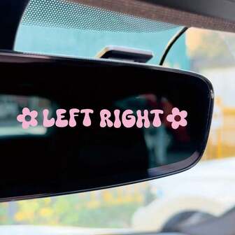 2pcs Left Right Personalized Creative English Car Rearview Mirror & Makeup Mirror Decorative Vinyl Stickers, Suitable For Rearview Mirror, Door Handle, Makeup Mirror, Cute Decals In Gradient Pink Colors