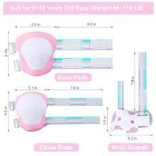 FIODAY - Rodilleras para niños, rodilleras y codos, juego de equipo protector ajustable para patinaje en línea, ciclismo, monopatín, patinete, 8 a 13 años, mediano, morado(Rosado M) - Multicolor - Ver 7