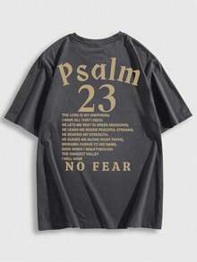 Krometka Men's Casual Versatile Minimalist English Slogan Printed Short Sleeve T-Shirt - Dark Grey - View 6