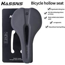 HASSNS Ultra-Light Bicycle Saddle, Hollow Breathable Shock-Absorbing Cycling Seat Cushion, Non-Slip Aerodynamic Mountain/Road Bike Seat - Black - View 2