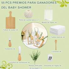 55 Piezas-6 Sets de Tablas de Quesos de Bambú con Cucharas Tenedores Espátulas Toallas a Cuadros Tarjetas de Agradecimiento y Bolsas de Regalo Ideal para Baby Shower Bodas y Regalos de Cumpleaños - como en la foto - Ver 4