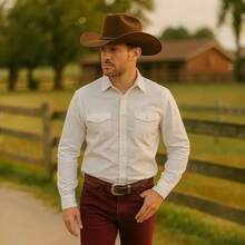 SOMBRERO TEXANA VAQUERO COWBOY DISFRAZ TEJANO CONJUNTO - Blanco - Ver 9