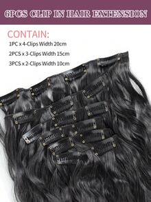  24inch 6PCS/Set Clip In Hair Extensions Synthetic Long Curly Wavy Hairpiece Black Brown Blonde Highlights Hair Extensions Natural Thick Deep Wave Hairpieces For Women - Multicolor - View 8