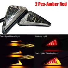 1 Par de luces intermitentes LED para motocicleta de forma triangular, 12V, universales, luz indicadora de 10 mm, luces de marcha en rojo y amarillo - luz roja y amarilla - Ver 3