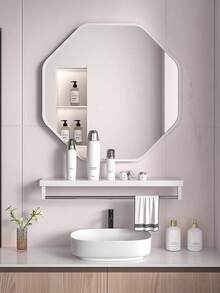 1pc Octagonal Acrylic Mirror, Wall-Mounted Home/Bathroom Soft Mirror, Asymmetrical Cloud-Shaped Mirror, No Drilling Required, Dressing Table Mirror