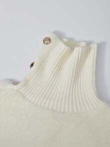 女士宽松针织长袖毛衣，法式优雅风格，时尚百搭 - 白色 - 查看 5