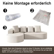 Fully Compressed Boneless Sofa, Modular Combination (L-Shaped Chaise Longue), Modern Cloud Combination (Low Seat), Sponge Compression (No Installation Required) Black, White, Grey. - 白色 - 查看 9