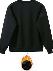New Years Outfit Women2025 LC Women's Fashion Casual Letter Print Sweatshirt, Women's Autumn Winter Sweatshirt Casual Daily Wear Halloween Costumes, Thanksgiving Clothing, Hoodie Autumn And Winter, Unisex Short Sleeves, Plus Size Fall Clothes, Sweatshirt, Women's Fall Clothes,, Printed ClothingLoose And Comfortablenew Years Outfit Women - màu đen - Xem 3