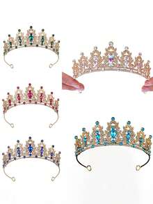 1pc Luxury Elegant Party Wedding Bridal Headpiece Crown, Graceful Princess Crown Headband, Rhinestone Tiara For Women, Prom, Birthday, Wedding - 013 Crown - View 1