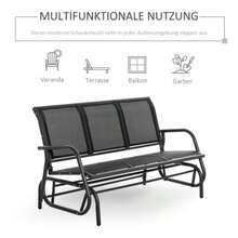 Outsunny 3-Seater Rocking Chair, Sturdy Garden Bench That Converts Into A Swing, Metal, Weather-Resistant, Black, 151 X 75 X 85 Cm