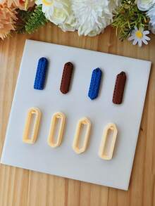 4Pcs DIY Plastic Bookmark Polymer Clay Cutters Set, Creative Clay Earring Cutter, Christmas Polymer Clay Mold, Crafting DIY Bookmarks, For Jewelry Making, Earrings, Pendants, Keychains - Orange - View 4