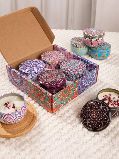 1/2/9pcs Set Scented Candles, Jar Candles, Handmade Soy Wax Candles, Suitable For Wedding And Holiday Decoration, Perfect Gift For Friends And Family, Tin Candle With Fragrance, Suitable For Birthday, Valentine's Day Or Mother's Day Travel, Fragrance Gift Box Set. 9pcs Set, Fragrance Assorted.