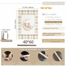 1 Stück Leinwandkunst, neutrale Stil Kinderzimmer Galerie Wanddekoration, sanftes beige Kinderzimmer Dekoration Teddybär Muster Entchen Thema Vintage Reise-Stil Buchstaben Poster - gerahmte Kinderzimmer Wandkunst, Mädchen Kinderzimmer Wanddekoration, Baby Mädchen, Baby Jungen, Mädchen Schlafzimmer Mädchen Kinderzimmer Dekorative Kunst, Baby Produkte Kinderzimmer Poster - Verschiedenfarbig - Übersicht 36