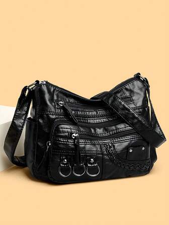 Ladies Waterproof PU Rivet Iron Ring Small Accessories Retro Gift Bag For Mom Cross-Body Bag