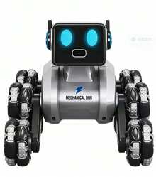 Robot Dog Toys RC Stunt Car For Kids Adults, Remote Control Cars With Mecanum Wheels, LED Eyes, Music, 2.4Ghz Remote Control Robot, Christmas Birthday Toy For 6 7 8 9 10 11 12 13 Boys Girls Kid - Silver - View 3