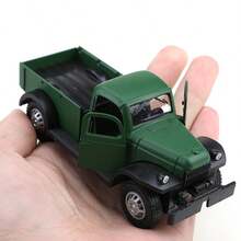 1pc 11cm Alloy Vintage Pickup Truck Model, Openable Doors, Children Toy, Collectible Decor, Gift For Boys, Olive Green - Dark Green - View 2