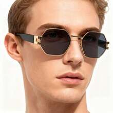 时尚金属多边形眼镜，奢华时尚眼镜，春夏款 - 彩色 - 查看 2