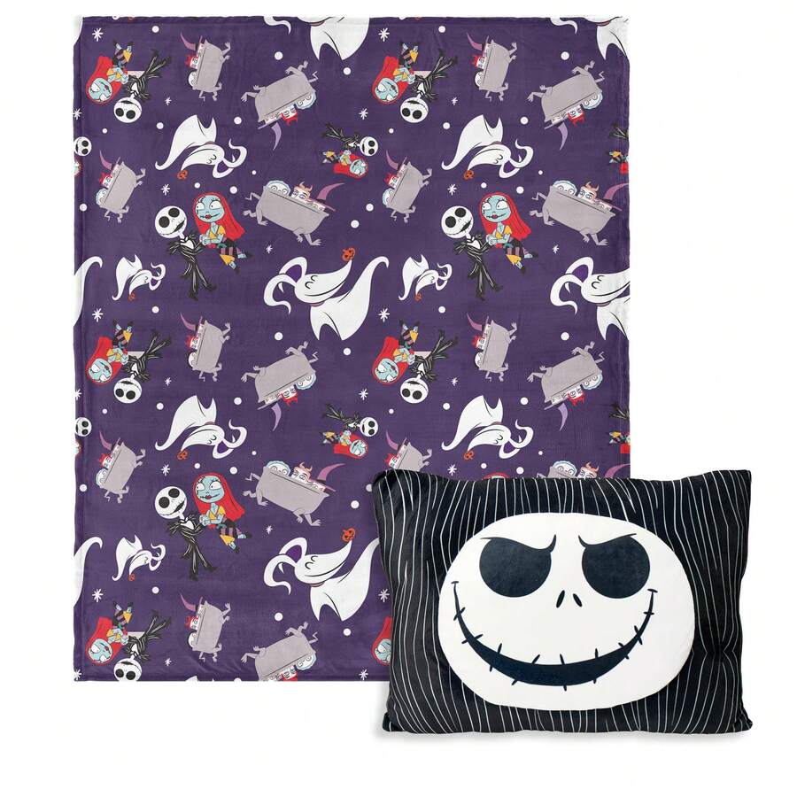 Disney Nightmare Before Christmas, Jump Scare, Silk Touch Throw Blanket, 50 X 60 Inches With Plush Pocket Pillow, 14 X 20 Inches - Multicolor - View 1