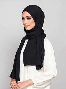 1pc Soft, Breathable, Anti-Pilling Fabric Instant Tie Muslim Headscarf, Suitable For All Year Round And Daily Wear - Black - View 5