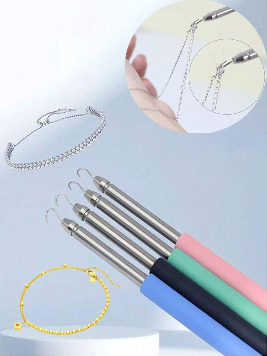 1 chiếc dụng cụ hỗ trợ tháo lắp vòng tay, phụ kiện vòng tay bằng thép không gỉ, móc cài vòng tay, dây đeo vòng tay mỏng, dụng cụ tháo lắp vòng tay cầm tay, quà tặng, đồ dùng du lịch, đồ giá rẻ, vật dụng cần thiết khi đi du lịch. - Nhiều màu - Xem 1