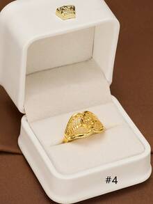 1pc Handcrafted Oval Sun Pattern Adjustable Ring, 24K Gold Plated, Suitable For Women, No Box Included - Ring Series 3 - View 10