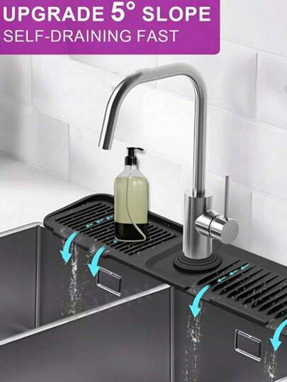 1pc Silicone Drain Mat, Suitable For Kitchen/Bathroom Sink Splash Guard, Anti-Slip Surface Pad/Stand