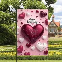 1pc Romantic Valentine's Day Double-Sided Printed Outdoor Garden Flag, Yard Decor - Multicolor - View 1