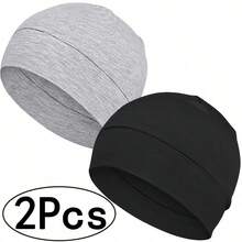 2pcs Unisex Lightweight Breathable Sleep Cap, Suitable For Chemotherapy Hair Loss - A - View 9