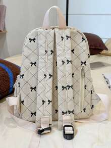 Mochila Estudiantil de Gran Capacidad Estilo Universitario para Mujeres, Adecuada para Escuela Secundaria, Preparatoria, Universidad - Beige - Ver 8