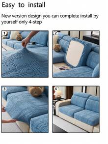 1件装弹力沙发套，防滑全覆盖沙发座套，四季皆宜，加厚面料，可机洗，防尘，宠物友好，装饰性沙发保护套，可调节尺寸，适用于转角沙发，可用于卧室、办公室、客厅组合以及L型沙发，另有1/2/3/4座套可选。 - 藍色 - 查看 12